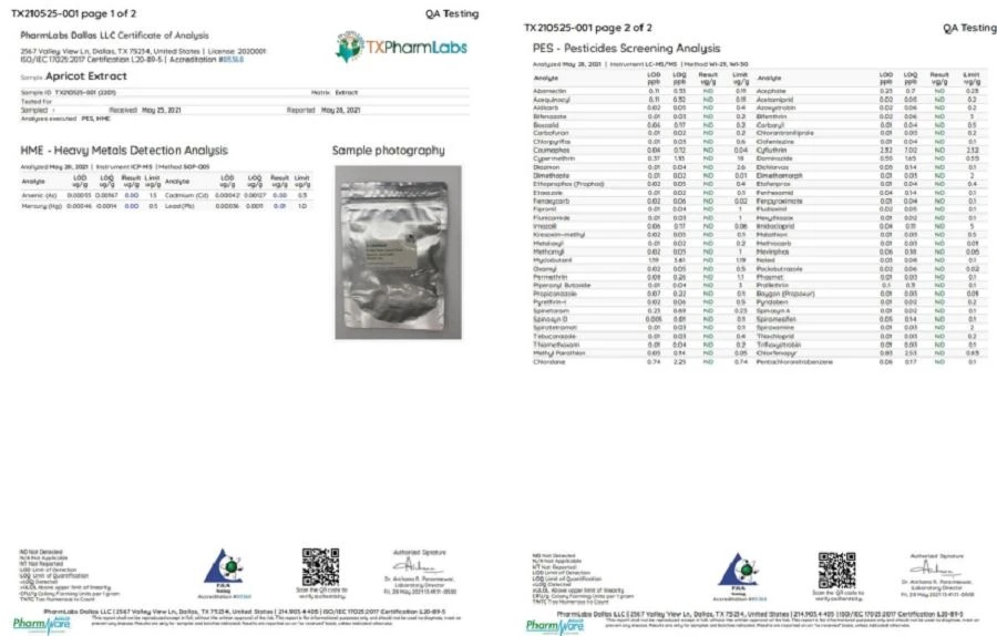 Peppermint extract Powder Test Report